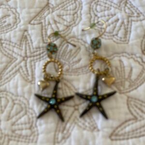 Starfish Drop Earrings with aquamarine color Accents